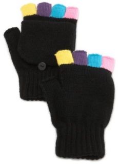 Rampage Juniors Acrylic Pop Top Glove With Multi Colored Fingers, Black, One Size: Cold Weather Gloves: Clothing