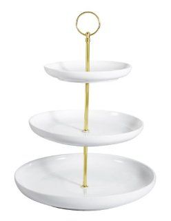 CAC China PTE C3 Porcelain 3 Tier Coupe Serving Tray, 6 1/2 by 10 by 8 1/2 Inch, Super White, Box of 8: Kitchen & Dining