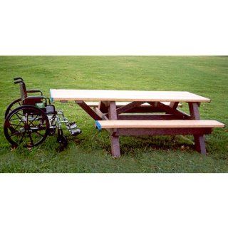 Standard Recycled Plastic Picnic Table with One Handicap End Cedar Top/Green Frame: Office Products