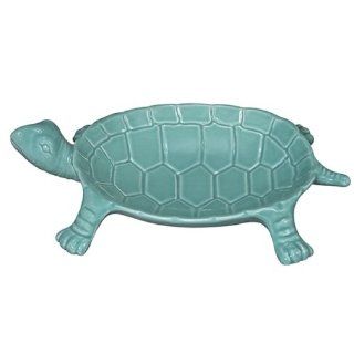 Blue Coastal Nautical Turquoise Sea Turtle 9 inch Serving Plate Andrea by Sadek: Trays: Kitchen & Dining