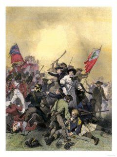 Minutemen at the Battle of Bunker Hill at the Outbreak of the American Revolution, c.1775 Giclee Print Art (9 x 12 in) : Everything Else
