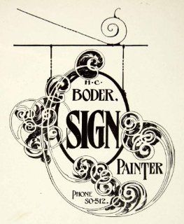 1937 Print Design Sign Cut Out Art Nouveau Scroll Typography Hang Frank Atkinson   Relief Line block Print  