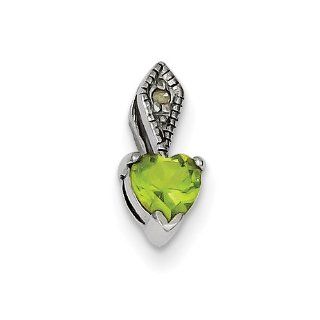 Sterling Silver Diamond & Peridot Heart Pendant, Best Quality Free Gift Box Satisfaction Guaranteed: Pendant Necklaces: Jewelry