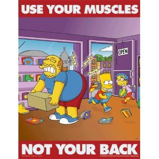 Simpsons Lifting and Backs Safety Poster   Use Your Muscles Not Your Back: Industrial Warning Signs: Industrial & Scientific
