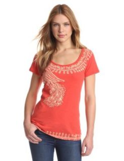 Lucky Brand Women's Indian Peacock Tee, Chili, X Small at  Womens Clothing store: Fashion T Shirts