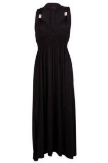 My1stWish Womens 92B Jersey Ladies Sleeveless Stretch Long Maxi Summer Dress Size 4/6 Black