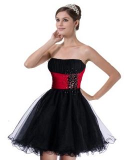Faironly Black&red Mini Short Formal Prom Cocktail Dress