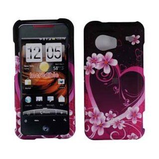 PURPLE HEART RUBBERIZED SNAP ON HARD SKIN SHELL PROTECTOR COVER CASE FOR HTC INCREDIBLE 6300: Cell Phones & Accessories