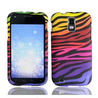 Samsung Galaxy S II S2 S 2 / SGH T989 T Mobile TMobile / Hercules Black with Color Rainbow Zebra Animal Skin Design Rubber Feel Snap On Hard Protective Cover Case Cell Phone: Cell Phones & Accessories