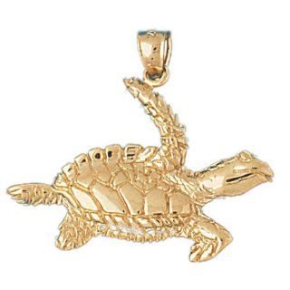 14K Gold Charm Pendant 4.3 Grams Nautical> Turtles989 Necklace: Jewelry