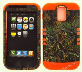 2 in 1 Hybrid Case Protector for T mobile Samsung Galaxy S2 S 2 ll T989 Phone Hard Cover Faceplate Snap On Orange Silicone +Mixed Leaves Camo: Cell Phones & Accessories
