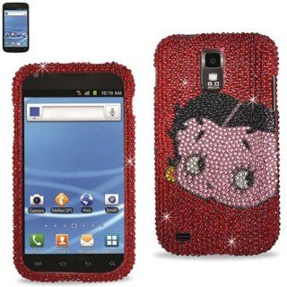 Reiko RKDPC SAMT989 B21RDT Premium Rhinestone Betty Boop Diamond Bedazzled Bling Hard Shell Snap On Protector Case for Samsung Galaxy S2   Retail Packaging   Red: Cell Phones & Accessories