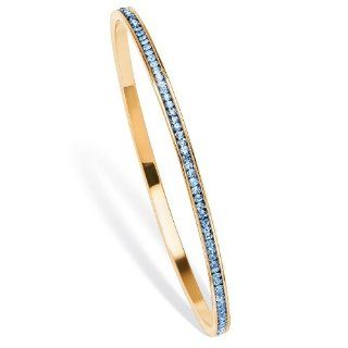 PalmBeach Jewelry Simulated Birthstone Stackable Eternity Bangle Bracelet in Yellow Gold Tone: Jewelry
