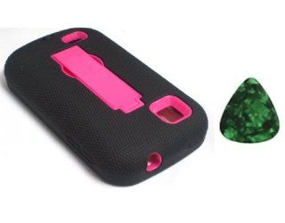 For ZTE Avail 2 Z992 / ZTE Prelude Z993 / Kickstand Hybrid Hard Phone Cover Case Black / Pink + Free Green Stone Pry Tool: Cell Phones & Accessories