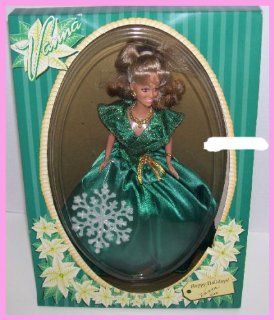 Happy Holidays Vanna White Wheel of Fortune Barbie Doll in Green Dress: Toys & Games
