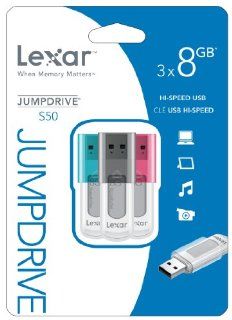 LEXAR JumpDrive S50 8GB USB Flash Drive LJDS50 8GBASBNA3   3 Pack Computers & Accessories