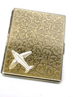 Steampunk Metal small plane Cigarette Case Slim Wallet Large Card Case AGAS: Jewelry
