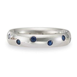 14K White Gold 4mm Comfort Fit Benchmark Blue Sapphire Mens Eternity Wedding Band Ring (0.24 cttw, AAA Quality) Size 8.5 Benchmark Jewelry