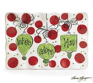 Whimsical Christmas Ornament Platter/Tray Designed By Carla Grogan Adorable Holiday Serveware: Kitchen & Dining