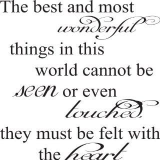 The Best and Most Beautiful Things..Felt With the Heart  Wall Decal Black  Home Wall Art Decal Quotes  Wall Decor   Prints