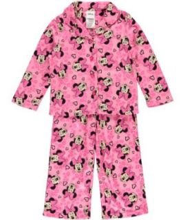 Disney Minnie Mouse Girls Light Pink 2Pc Flannel Pajama Set (4): Pants Pajamas Sets: Clothing