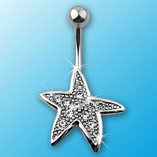 Body Accentz™ Belly Button Ring Navel Starfish Body Jewelry 14 Gauge HO249: Jewelry