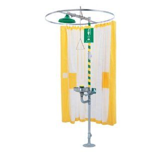 Privacy Curtain, Yellow Tyvek, 78" Long, for use with eyewash shower kits & protects wash spillback: Industrial Warning Signs: Industrial & Scientific