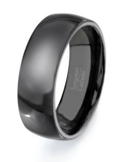 Tungsten Carbide Classic Black Mens Wedding Band Ring Size 8, 9, 10, 11, 12, 13: Clothing