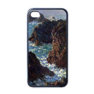 Rocky Peaks At The Belle Ile By Claude Monet Black iPhone 4   iPhone 4S Case: Cell Phones & Accessories