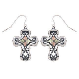 Black Hills Gold Oxidized Cross Earrings in Sterling Silver: Coleman's Black Hills Gold: Jewelry