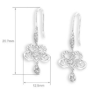 X1000Diamond 18K White Gold Flower Diamond Accented Dangling Earrings (0.35ct,G H Color,VS2 SI1 Clarity) X1000Diamond Jewelry