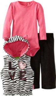 Watch Me Grow! by Sesame Street Baby Girls Infant 3 Piece Zebra Print Vest Creeper And Pant, Pink, 18 Months: Clothing