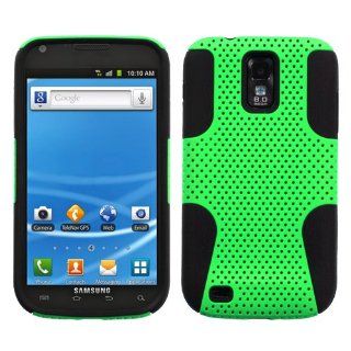 Hybrid Mesh Design Green/Black Snap On Protector Case for (T Mobile Version Only) Samsung Galaxy S II / S2 + 4.5 Inches Lens/Screen Cleaning Cloth: Cell Phones & Accessories