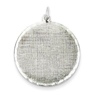 Sterling Silver Engraveable Round Patterned Disc Charm 27mmx25mm: Jewelry