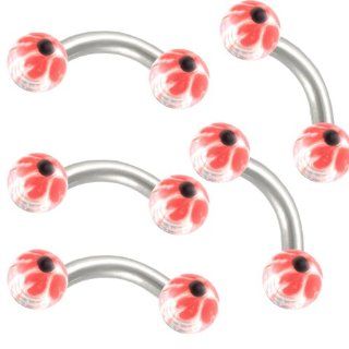 eyebrow rings 16g curved barbell 16 gauge 1.2mm 1/4 6mm steel 3mm Glitter Balls ear tragus bar ATNZ 5Pcs Jewelry