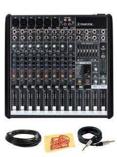 Mackie ProFX12 12 Channel Compact Effects Mixer Bundle with XLR Cable, Instrument Cable, and Polishing Cloth: Musical Instruments