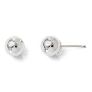 Leslies 14K White Gold Polished 6mm Ball Post Earrings: Jewelry
