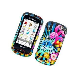 Pantech HotShot 8992 Blue Pink Flower Burst Glossy Cover Case: Cell Phones & Accessories