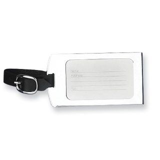 Chrome plated & Black Strap Engraveable Luggage Tag Jewelry