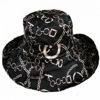 Luxury Divas Black & Gold Chain Print Roll Brim Pack Able Floppy Hat at  Womens Clothing store