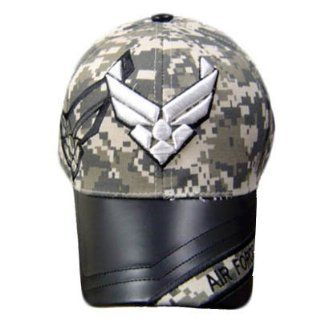 US AIR FORCE WINGS LOGO CAMOUFLAGE LEATHER CAP HAT ADJ : Sports Fan Baseball Caps : Sports & Outdoors