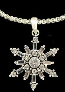 From the Heart Christmas Snowflake Necklace.Snowflake Pendant with Crystal Clear Rhinestone & Faceted Clear Stones which Sparkle Pendant is approximately 1.5 inches long & 1 1/4 inch wide. Silver Metal 18 inch chain included.Mailed in a Gift Box  C