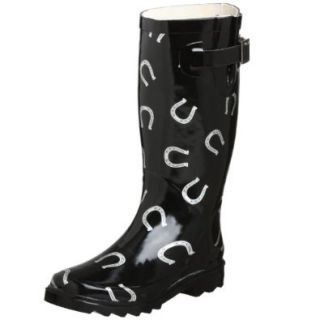 Chooka Women's Signature Horseshoe Rain Boot, Black, 11 M US: Shoes