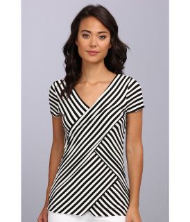 Vince Camuto S/S Small Tropic Stripe Bandage Top Womens T Shirt (Black)