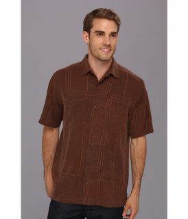 Tommy Bahama Island Geo Shirt Camp Shirt Mens Short Sleeve Button Up (Brown)