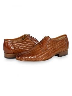 Paul Fredrick Mens Italian Woven Leather Oxford Shoe