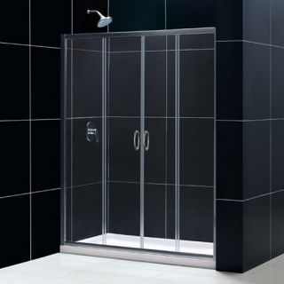 Dreamline DL6960C01CL Frameless Shower Door, 30 by 60 Visions Sliding amp; SlimLine Single Threshold Base Center Drain