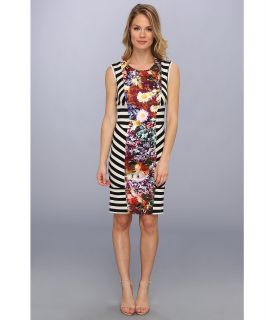 Nicole Miller Flower Stripe Stretch Jersey Dress Womens Dress (Multi)