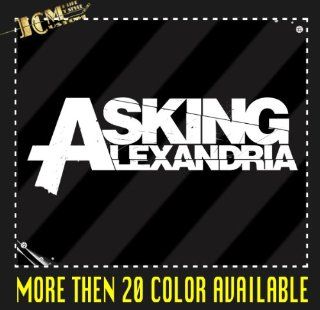 Set of 2   Asking Alexandria Sign Vinyl Decal Sticker / 6" X 2.2" (01 White, Vinyl Type   Permanent   Auto)   Wall Decor Stickers