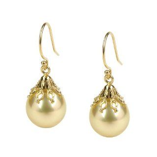 Fancy Champagne South Sea Pearl Earrings: Dangle Earrings: Jewelry